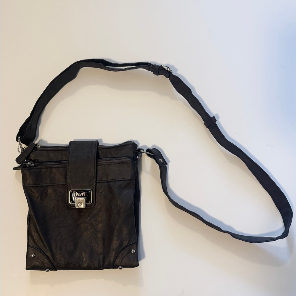 Gray Manmade Vegan Leather Crossbody Bag